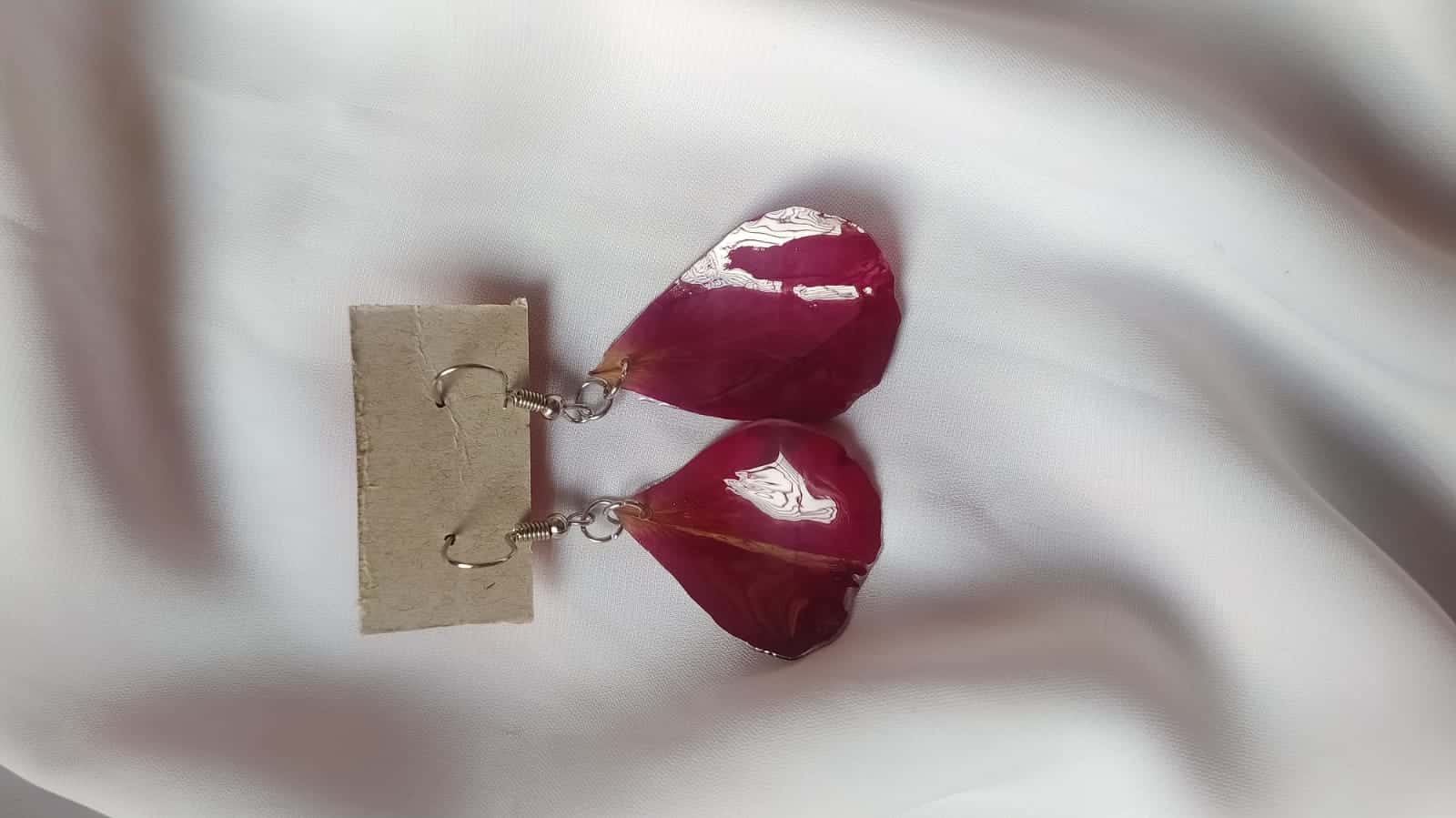 Rose Petal Drop Earrings - Handmade Resin Jewelry - Resin jewelry Bangladesh ৳120 - Thumbnail 2