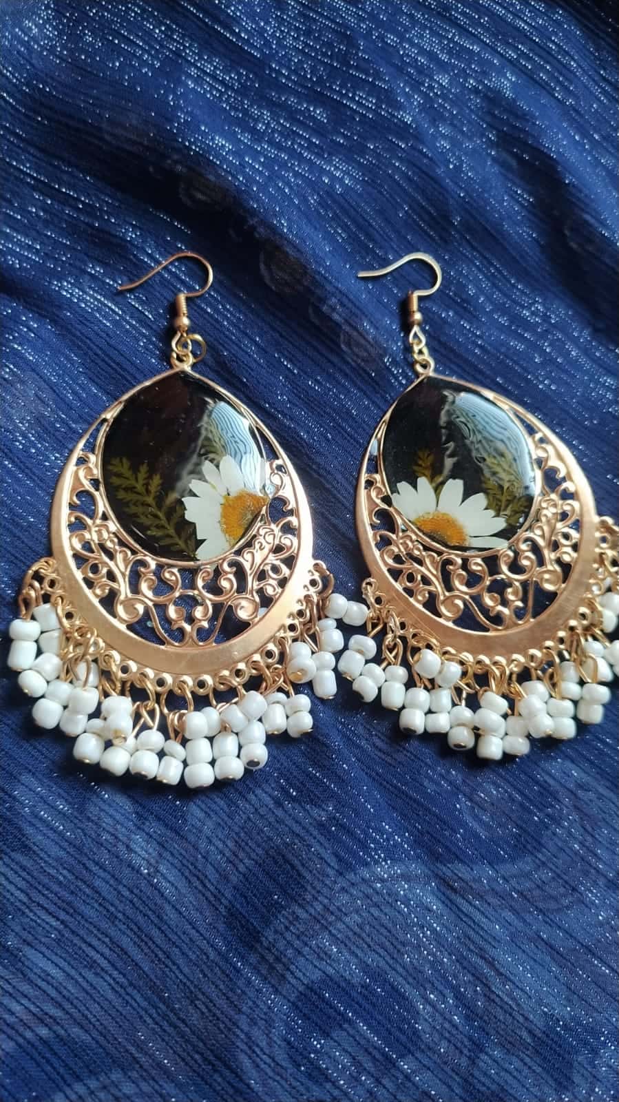 Black Floral Luxury Earrings - Premium Handmade Resin Jewelry - Resin jewelry Bangladesh ৳990 - Thumbnail 4