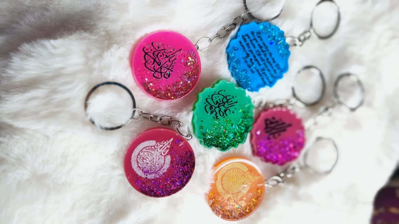 Islamic Calligraphy Keychain - Handmade Resin Gift - Resin jewelry Bangladesh ৳80 - Thumbnail 1