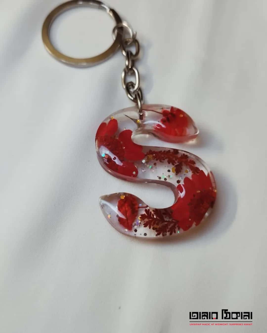 Letter S Personalized Keychain - Custom Resin Gift - Resin jewelry Bangladesh ৳99 - Thumbnail 5
