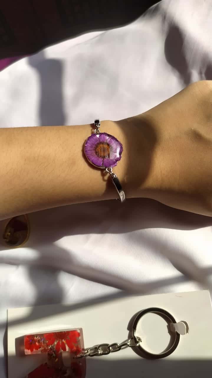 Purple Floral Resin Bracelet - Handmade Jewelry Bangladesh - Resin jewelry Bangladesh ৳450 - Thumbnail 1