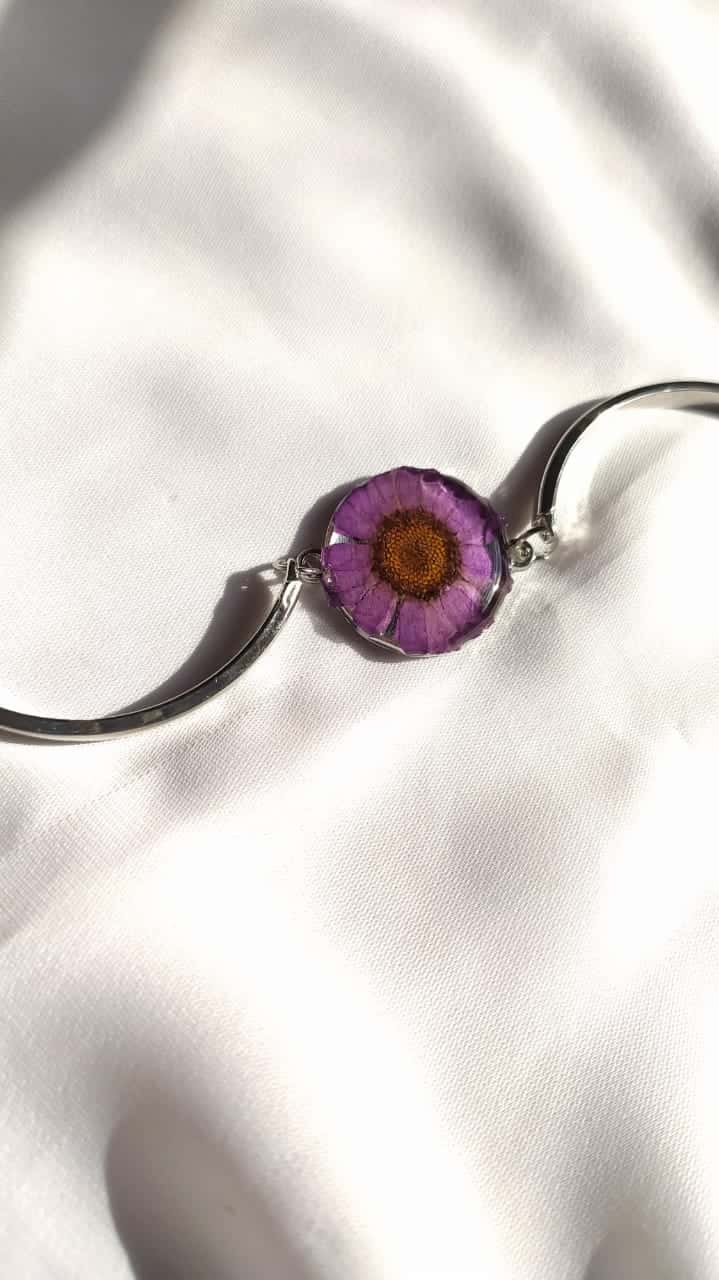 Purple Floral Resin Bracelet - Handmade Jewelry Bangladesh - Resin jewelry Bangladesh ৳450 - Thumbnail 2