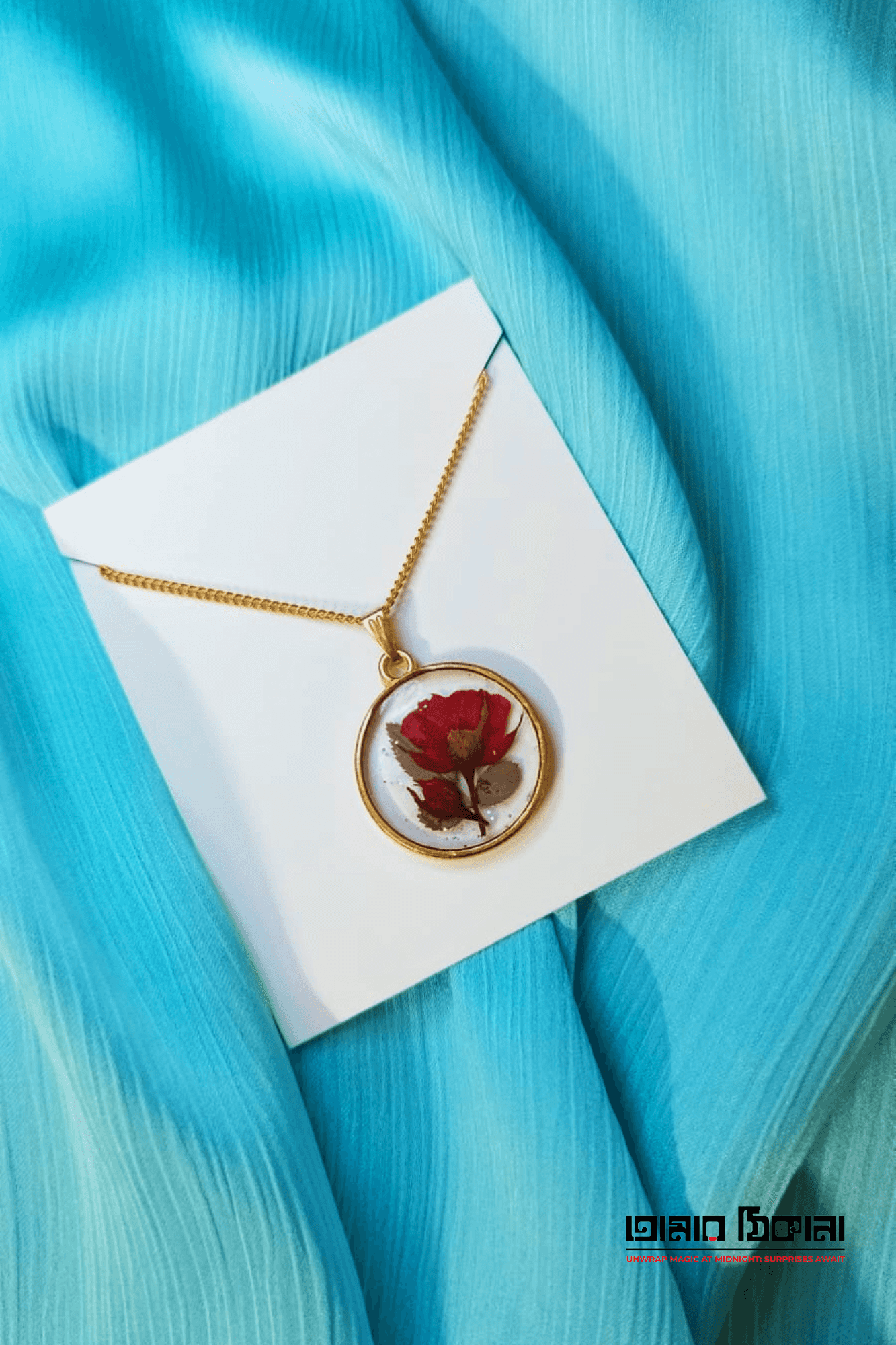 Round Rose Pendant Necklace - Handmade Resin Jewelry - Resin jewelry Bangladesh ৳499 - Thumbnail 2