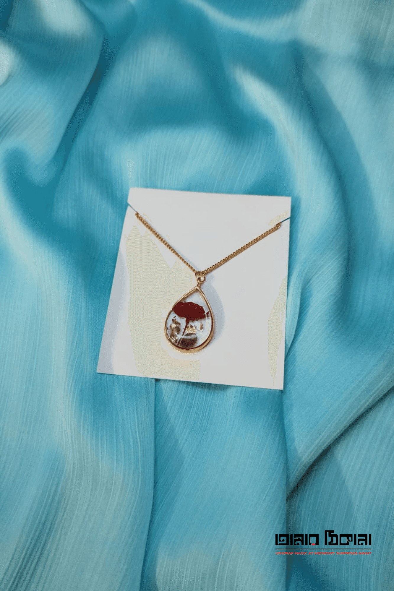 Teardrop Rose Pendant Necklace - Handmade Resin Jewelry - Resin jewelry Bangladesh ৳499 - Thumbnail 2