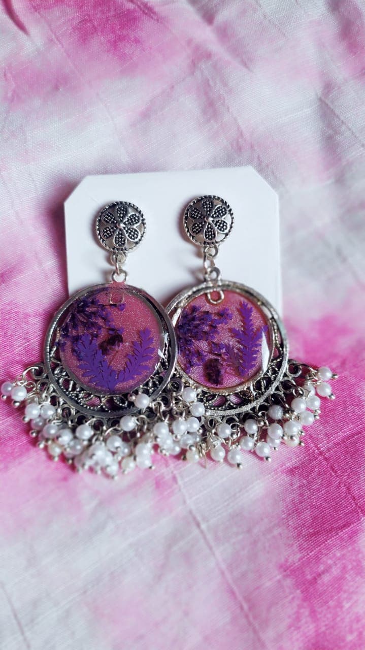 Purple Rose Jhumka Earrings - Handmade Resin Jewelry - Handmade resin jewelry Bangladesh - ৳500 - Free delivery Dhaka