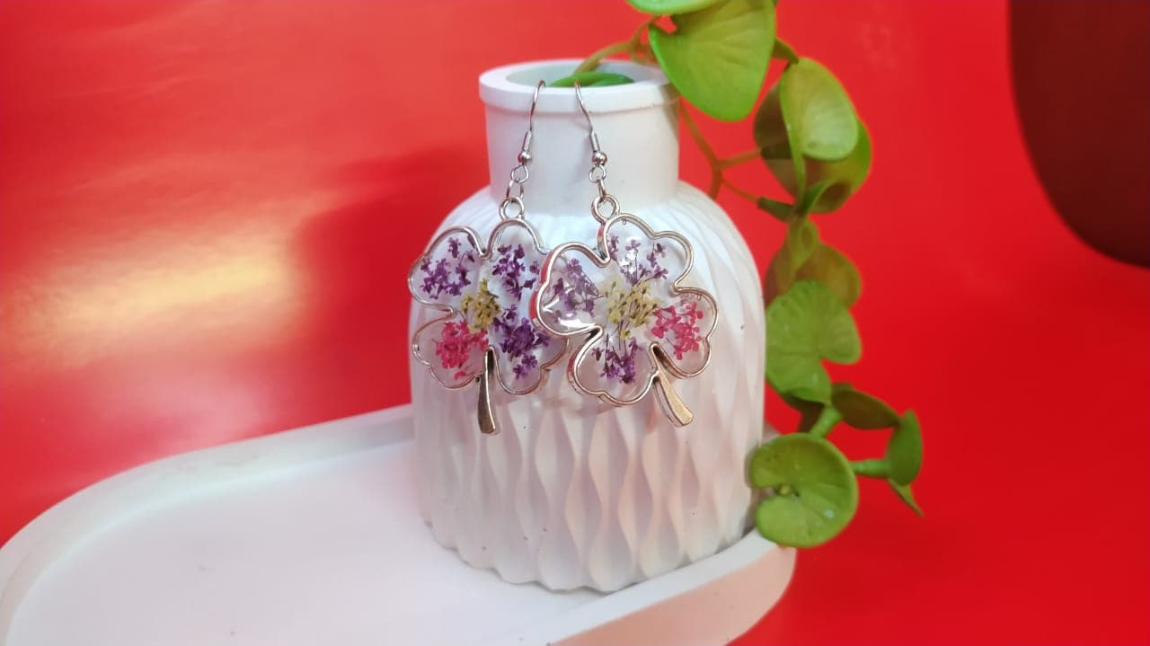 Premium Floral Cascade Earrings - Handmade Resin Jewelry - Handmade resin jewelry Bangladesh - ৳800 - Free delivery Dhaka