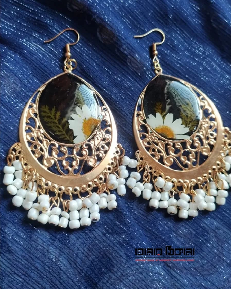 Black Floral Luxury Earrings - Premium Handmade Resin Jewelry - Handmade resin jewelry Bangladesh - ৳990 - Free delivery Dhaka