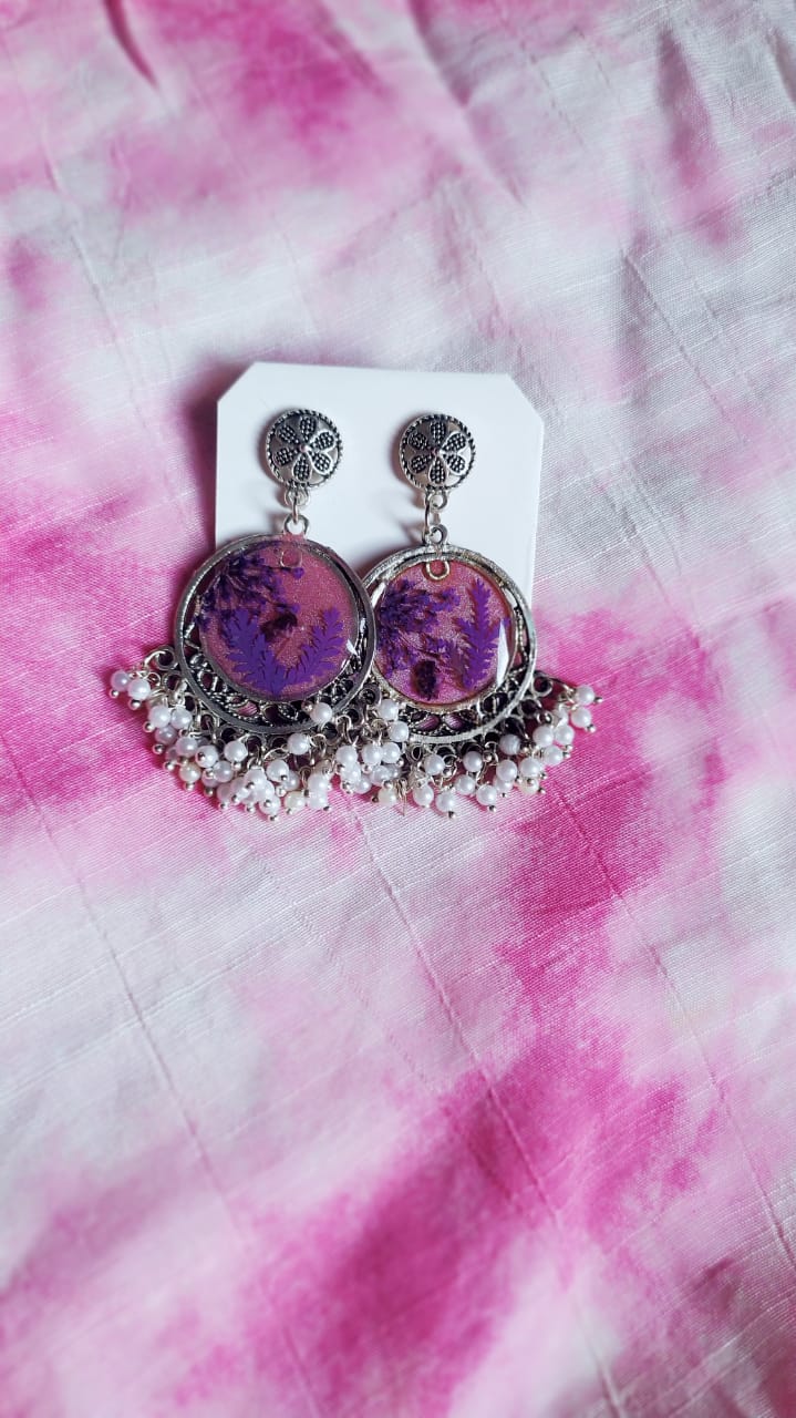 Purple Rose Jhumka Earrings - Handmade Resin Jewelry - Handmade resin jewelry Bangladesh - Price ৳500 - Free delivery Dhaka - View 4
