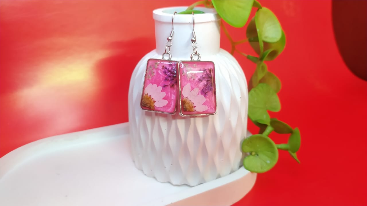 Elegant Rose Garden Earrings - Handmade Resin Jewelry - Handmade resin jewelry Bangladesh - Price ৳800 - Free delivery Dhaka - View 1