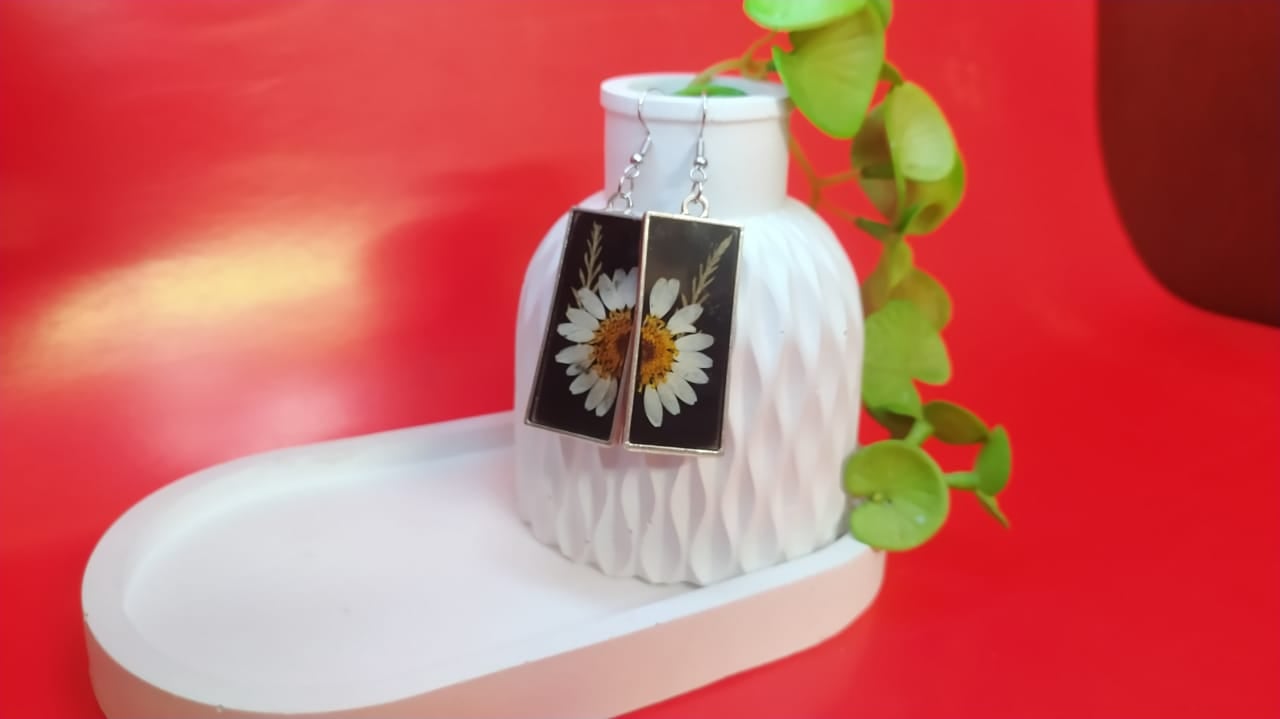 Crystal Bloom Statement Earrings - Handmade Resin Jewelry - Handmade resin jewelry Bangladesh - Price ৳800 - Free delivery Dhaka - View 1