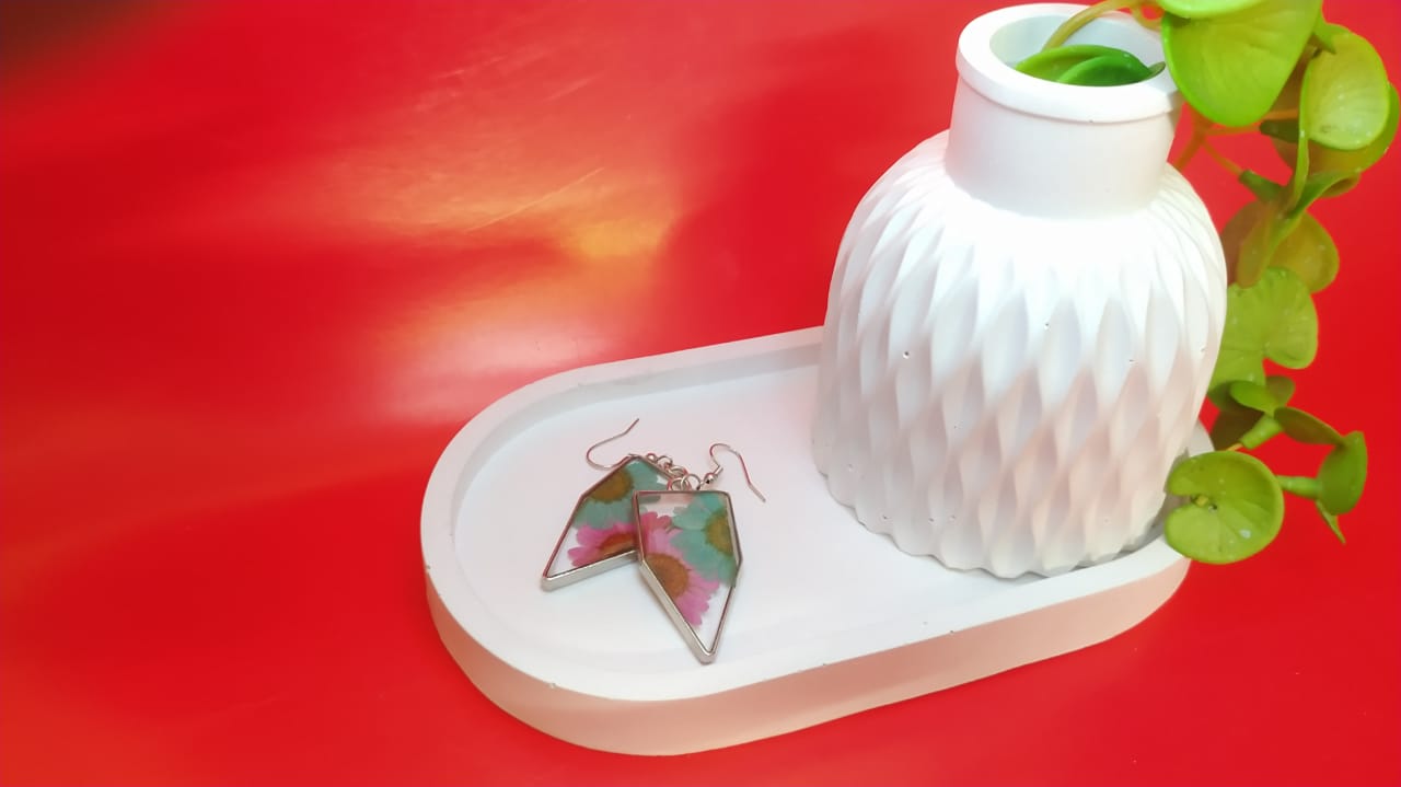 Art Nouveau Floral Earrings - Handmade Resin Jewelry - Handmade resin jewelry Bangladesh - Price ৳800 - Free delivery Dhaka - View 1