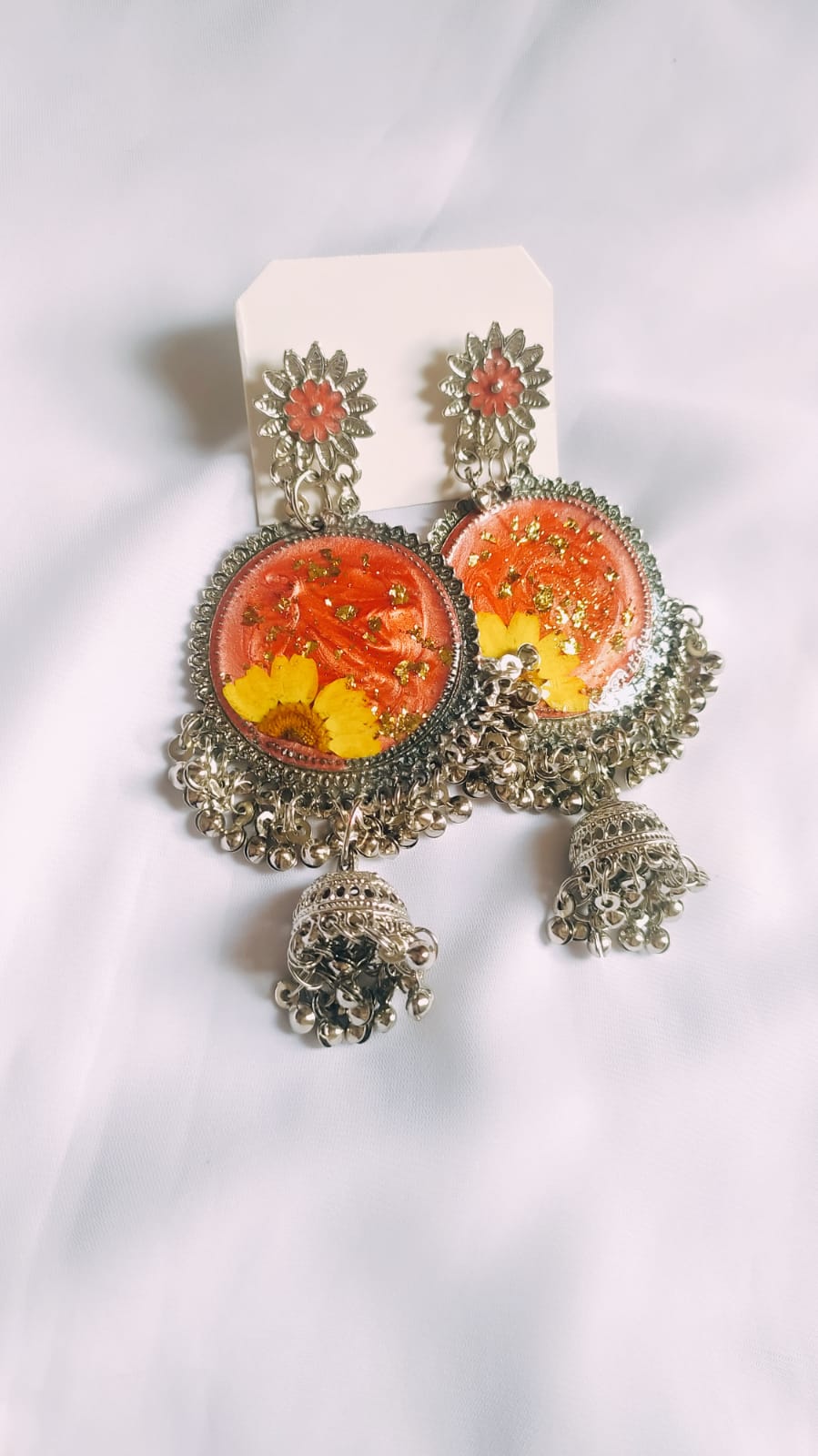 Pink Floral Designer Earrings - Premium Handmade Resin Jewelry - Handmade resin jewelry Bangladesh - Price ৳990 - Free delivery Dhaka - View 4