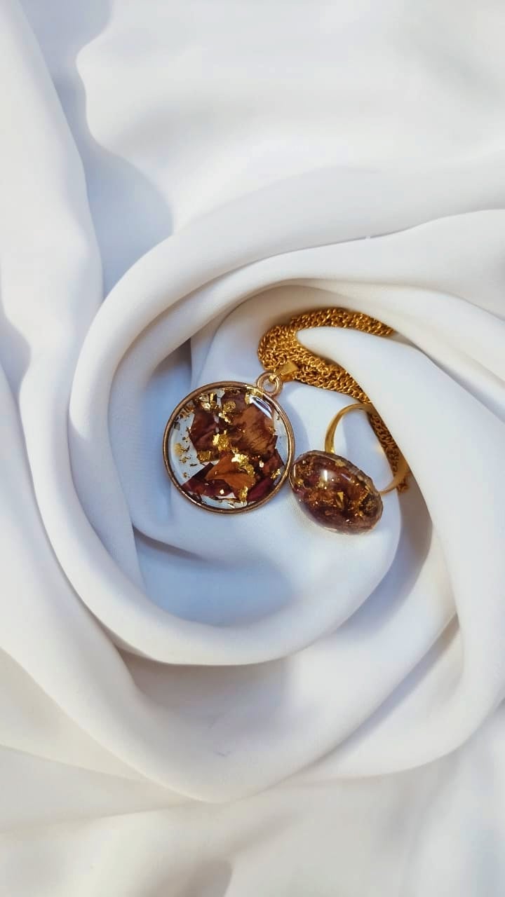 Rose Petal Pendant Necklace - Handmade Resin Jewelry - Handmade resin jewelry Bangladesh - Price ৳290 - Free delivery Dhaka - View 3