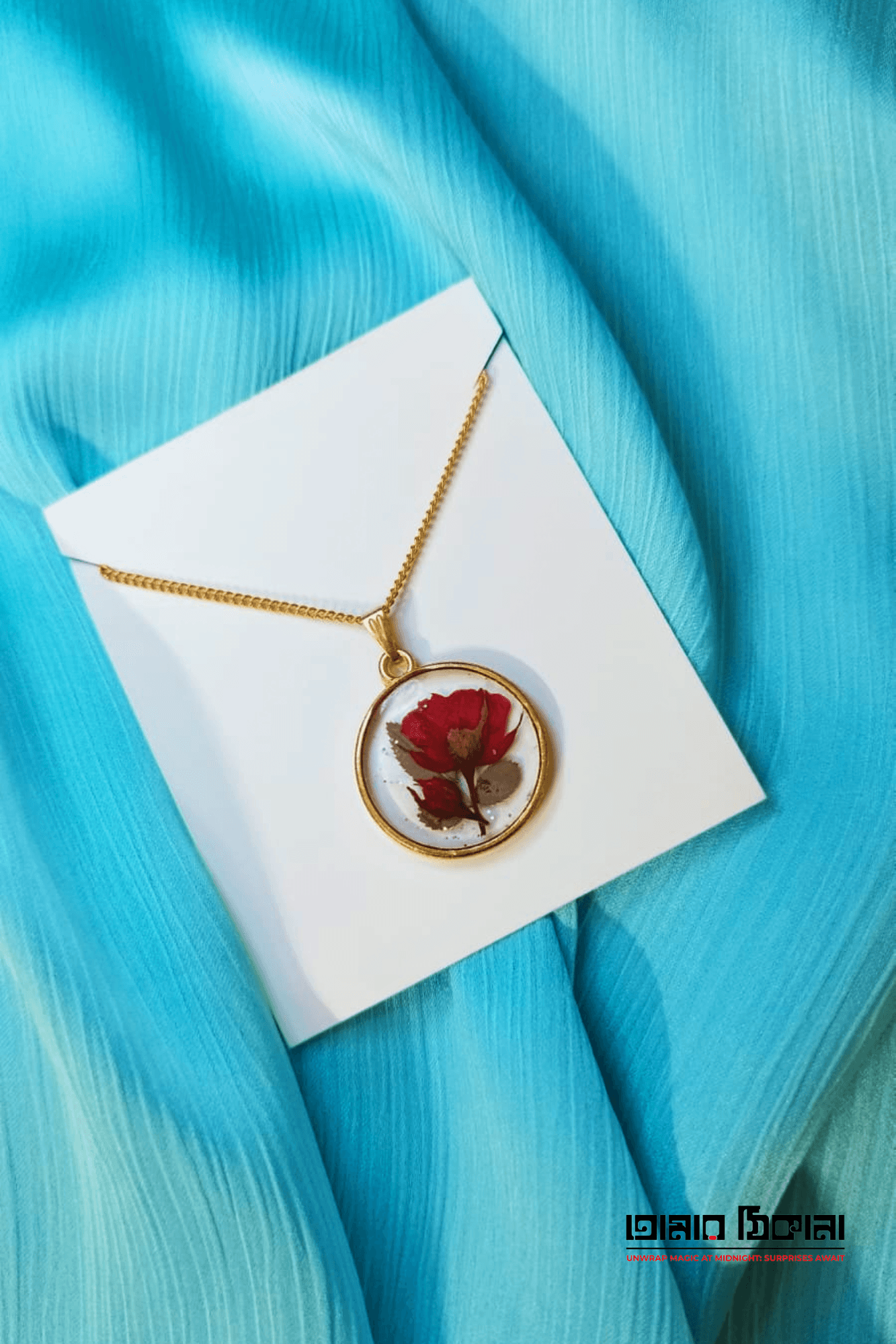Round Rose Pendant Necklace - Handmade Resin Jewelry - Handmade resin jewelry Bangladesh - Price ৳499 - Free delivery Dhaka - View 2