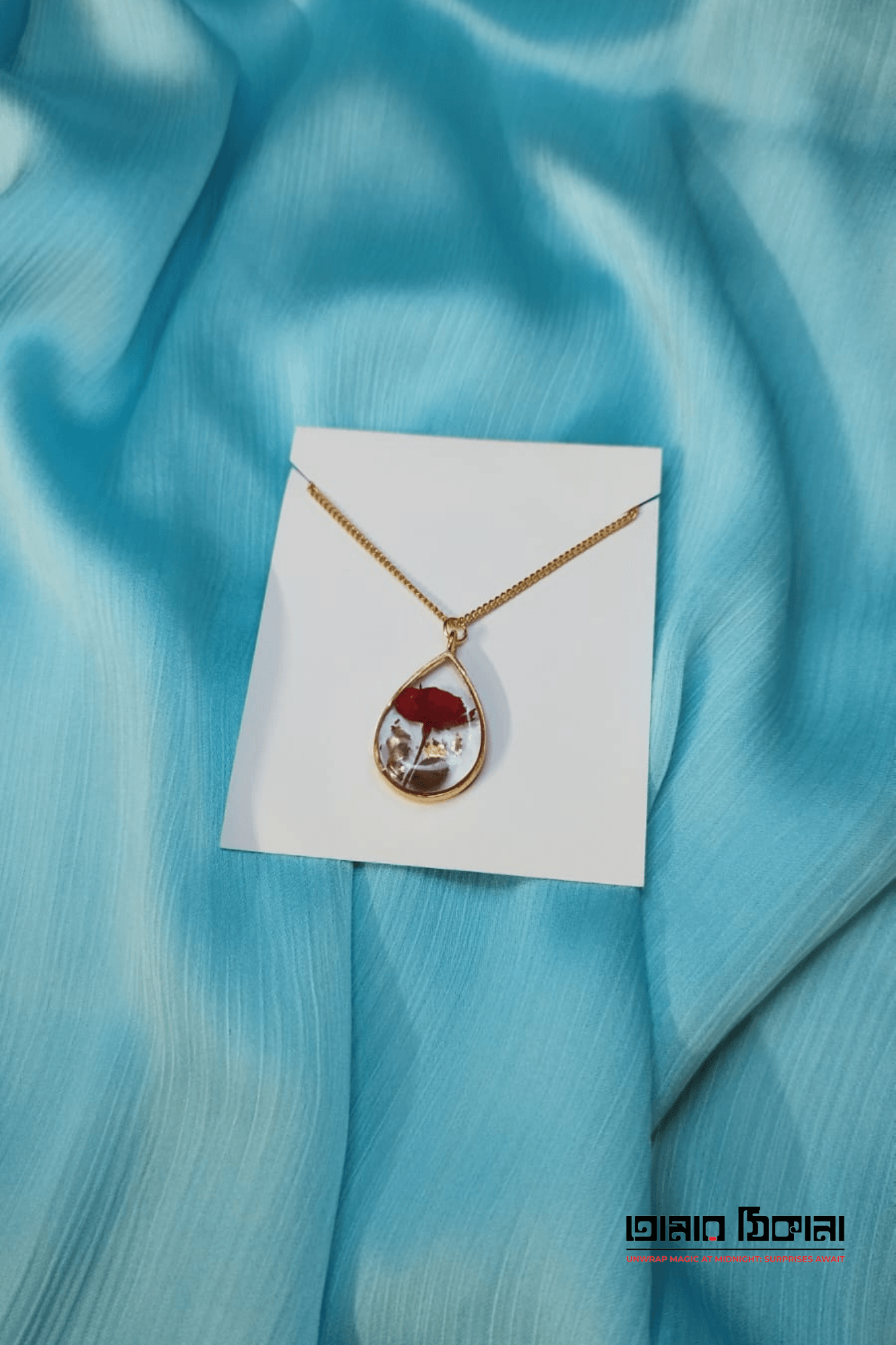 Teardrop Rose Pendant Necklace - Handmade Resin Jewelry - Handmade resin jewelry Bangladesh - Price ৳499 - Free delivery Dhaka - View 2