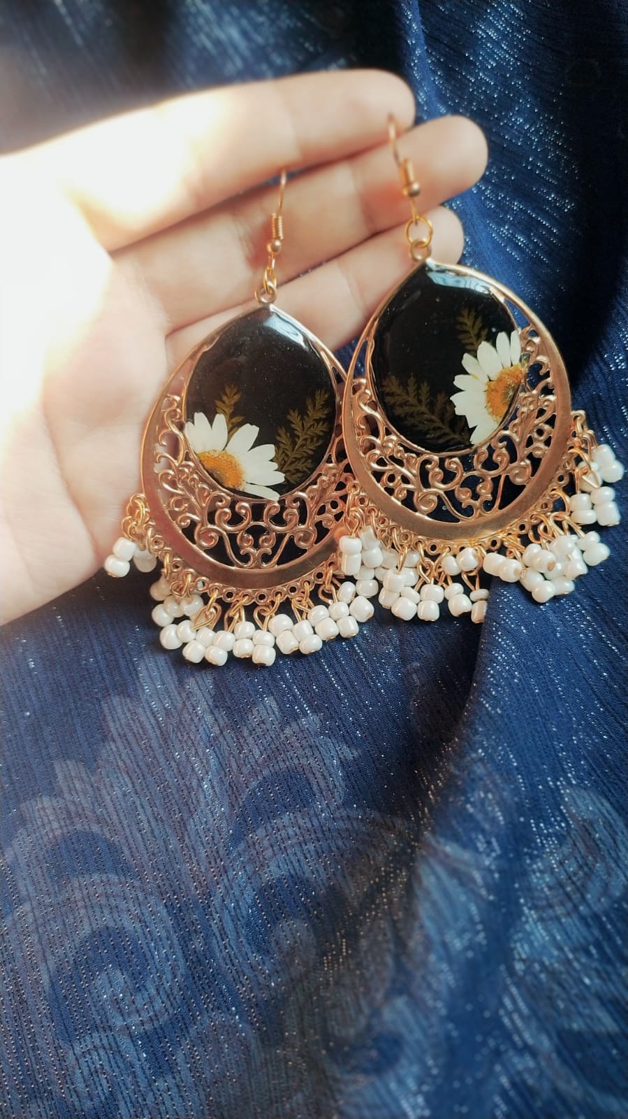 Black Floral Luxury Earrings - Premium Handmade Resin Jewelry - Handmade resin jewelry Bangladesh - Price ৳990 - Free delivery Dhaka - View 3