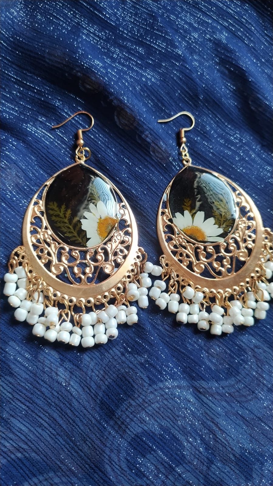 Black Floral Luxury Earrings - Premium Handmade Resin Jewelry - Handmade resin jewelry Bangladesh - Price ৳990 - Free delivery Dhaka - View 4