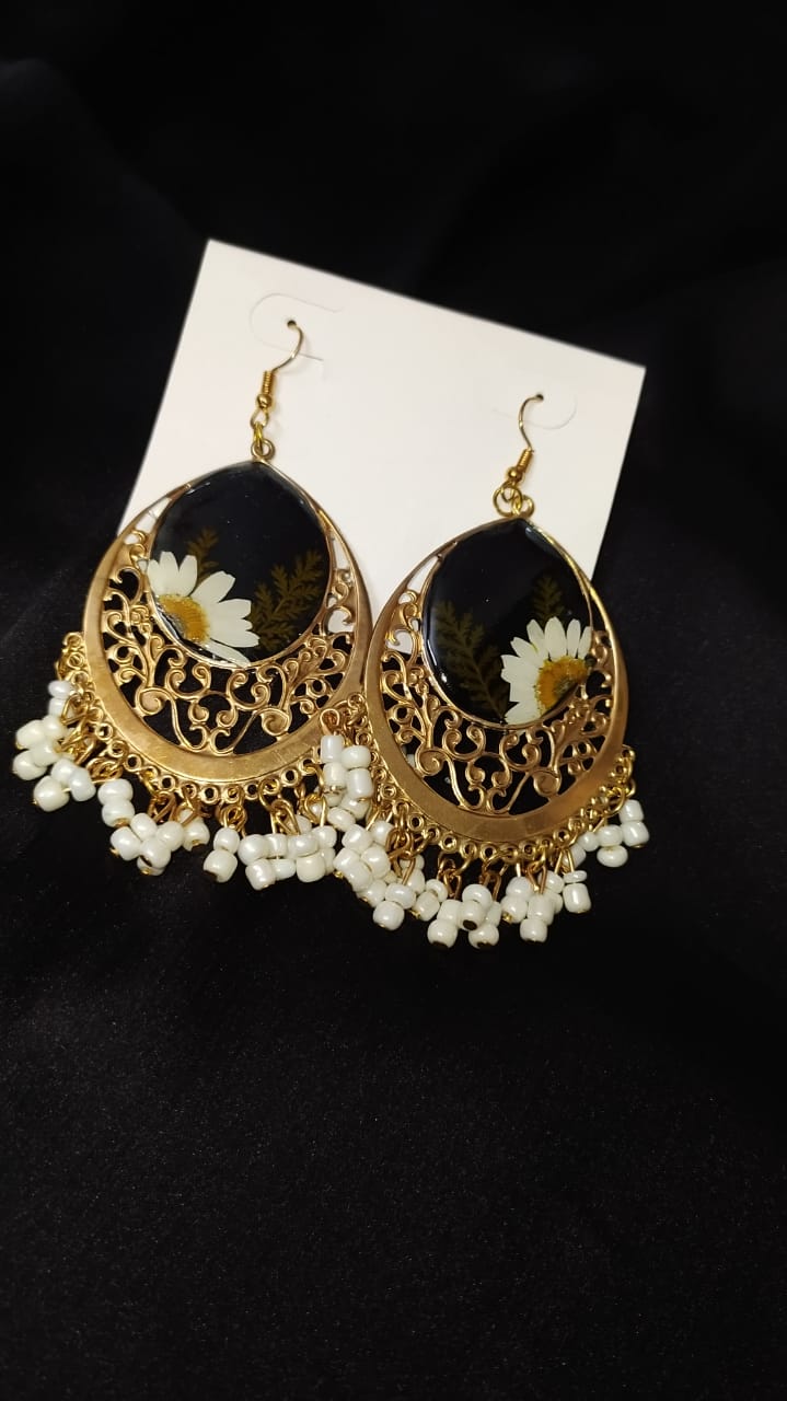 Black Floral Luxury Earrings - Premium Handmade Resin Jewelry - Handmade resin jewelry Bangladesh - Price ৳990 - Free delivery Dhaka - View 7
