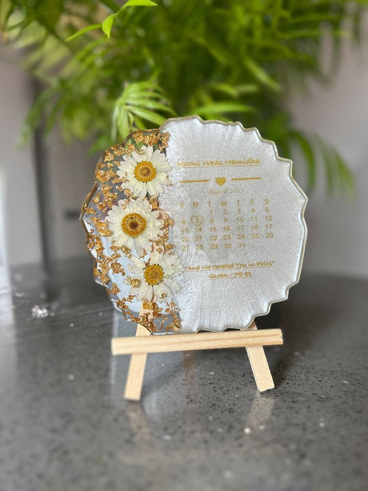 Gold & White Wedding Calendar Frame - Custom Gift Bangladesh - Handmade resin jewelry Bangladesh - Price ৳850 - Free delivery Dhaka - View 1